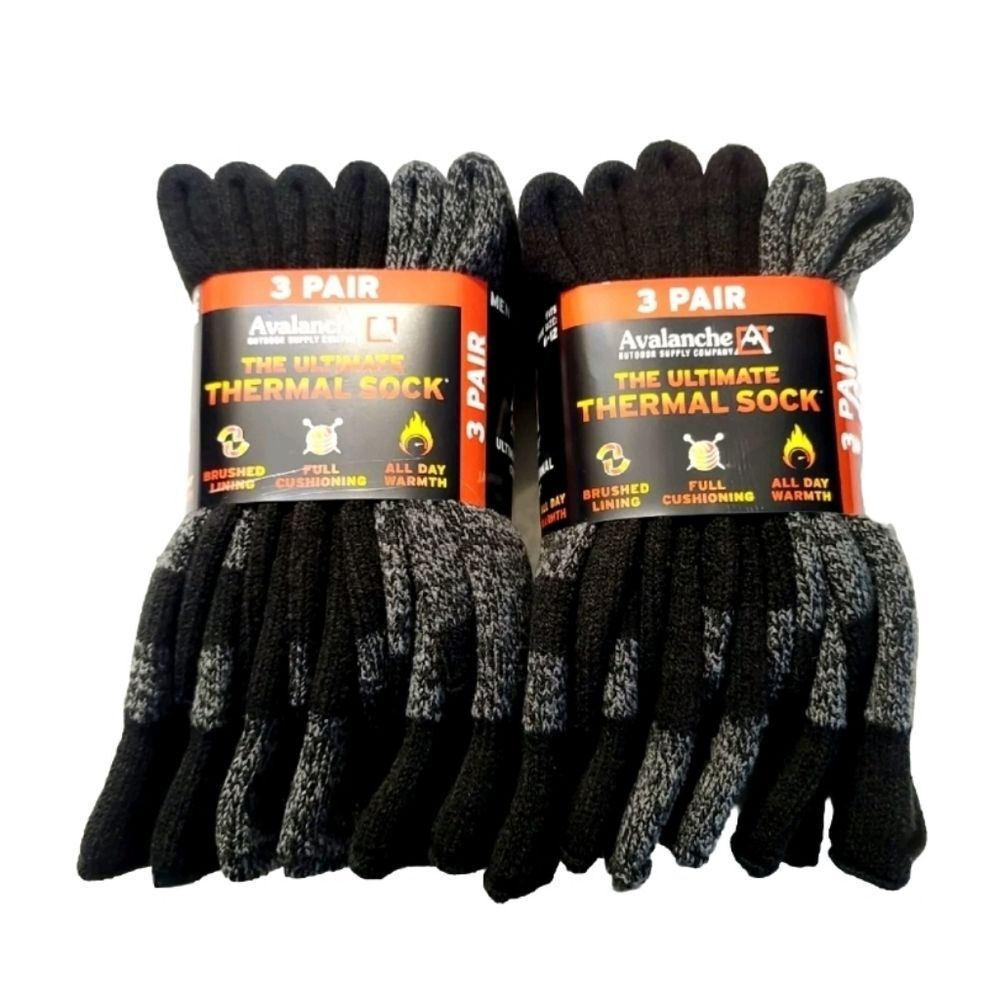 2pk Avalanche Mens Ultimate Thermal Crew Socks (6 Pair) All Day Warmth Size 6-12